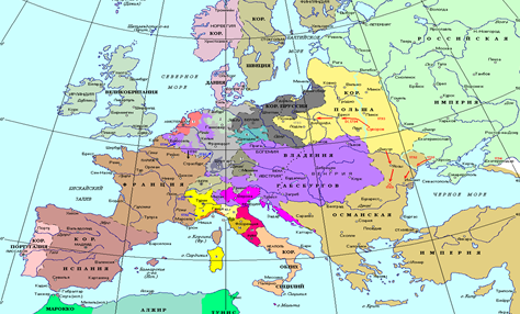 Карта Европы XIX-XX веков